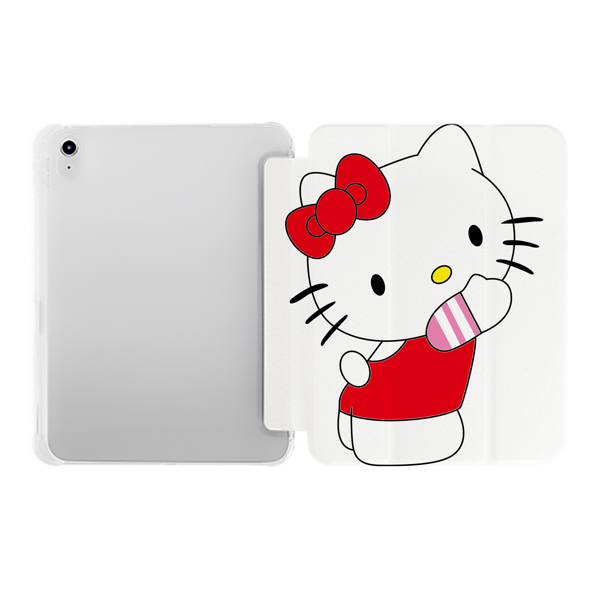 （画像用） Hello Kitty ハローキティ IPad ケース ペン収納付き 三つ折りスタンド PUレザー×シリコン 対応機種9.5/10.5/10.9インチ